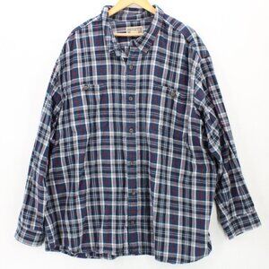 Vintage Duluth Trading Flannel Shirt Mens Gray Plaid Button Down Collared Sz 4XL